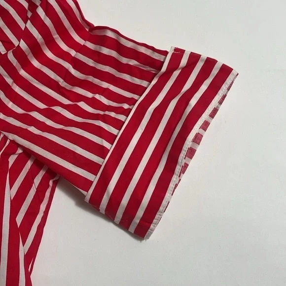 MAEVE “Kiana” red and white striped tie waist button down dress - Picture 3 of 9
